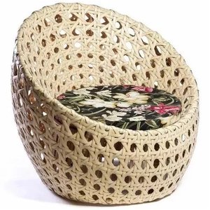 Poltrona para área externa em alumínio e fibra sintética com almofada impermeável - Sarah Móveis