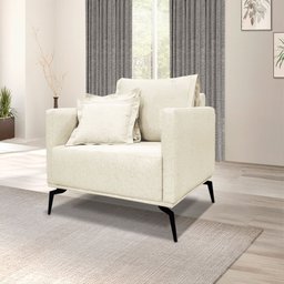 Kit Sofá 200cm 2 Poltronas 80cm Ligia para Sala Linho: Rústico Natural - 2 Kit Sofá 200cm 2 Poltronas 80cm Ligia para Sala Linho: Rústico Natural - 2