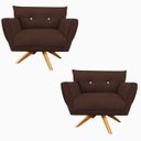 Ver imagem 1 de Kit 2 Poltronas Giratória Anitta Suede com Strass - D'Rossi - Marrom