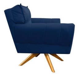 Kit 2 Poltronas Giratória Anitta Suede com Strass - D'Rossi - Azul Marinho - 4