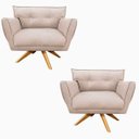 Ver imagem 1 de Kit 2 Poltronas Giratória Anitta Suede com Strass - D'Rossi - Bege