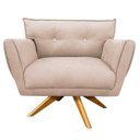 Ver imagem 2 de Kit 2 Poltronas Giratória Anitta Suede com Strass - D'Rossi - Bege