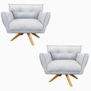 Ver imagem 1 de Kit 2 Poltronas Giratória Anitta Suede com Strass - D'Rossi - Cinza