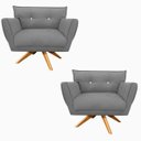 Ver imagem 1 de Kit 2 Poltronas Giratória Anitta Suede com Strass - D'Rossi - Grafite