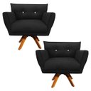 Ver imagem 1 de Kit 2 Poltronas Giratória Anitta Suede com Strass - D'Rossi - Preto