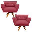 Ver imagem 1 de Kit 2 Poltronas Giratória Anitta Suede com Strass - D'Rossi - Rose