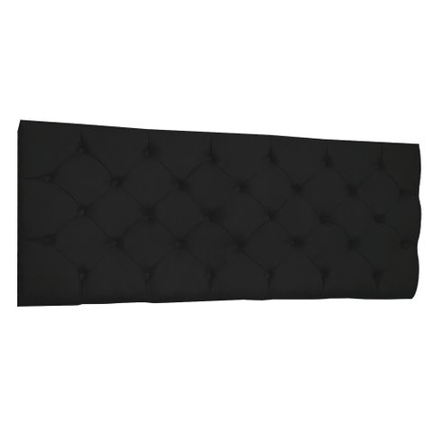 Cabeceira Painel Capitonê Casal 1,40m Jade Suede - Pallazio - Preto
