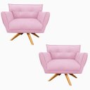 Ver imagem 1 de Kit 2 Poltronas Giratória Anitta Suede com Strass - D'Rossi - Rosa Bebê