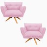 Kit 2 Poltronas Giratória Anitta Suede com Strass - D'Rossi - Rosa Bebê - 1