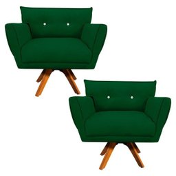 Kit 2 Poltronas Giratória Anitta Suede com Strass - D'Rossi - Verde - 1
