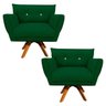 Kit 2 Poltronas Giratória Anitta Suede com Strass - D'Rossi - Verde - 1