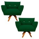 Ver imagem 1 de Kit 2 Poltronas Giratória Anitta Suede com Strass - D'Rossi - Verde