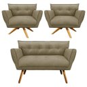 Ver imagem 1 de Kit Namoradeira e 02 Poltronas Giratória Anitta Suede - D'Rossi - Marrom Rato