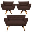 Ver imagem 1 de Kit Namoradeira e 02 Poltronas Giratória Anitta Suede - D'Rossi - Marrom