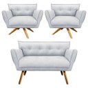 Ver imagem 1 de Kit Namoradeira e 02 Poltronas Giratória Anitta Suede - D'Rossi - Cinza