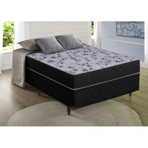 Cama Box Casal 138x188x60 Molas Ensacadas Suíça Preto Sofá Casa