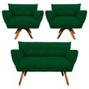 Ver imagem 1 de Kit Namoradeira e 02 Poltronas Giratória Anitta Suede - D'Rossi - Verde