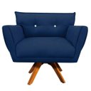 Ver imagem 2 de Kit Namoradeira e 02 Poltronas Giratória Anitta Suede com Strass - D'Rossi - Azul Marinho