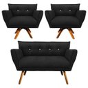 Ver imagem 1 de Kit Namoradeira e 02 Poltronas Giratória Anitta Suede com Strass - D'Rossi - Preto