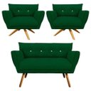 Ver imagem 1 de Kit Namoradeira e 02 Poltronas Giratória Anitta Suede com Strass - D'Rossi - Verde