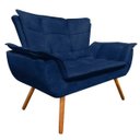 Ver imagem 3 de Kit Namoradeira e 02 Poltrona Giratória Opala Suede Base de Madeira - D'Rossi - Azul Marinho