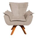 Ver imagem 3 de Kit Namoradeira e 02 Poltrona Giratória Opala Suede Base de Madeira - D'Rossi - Bege