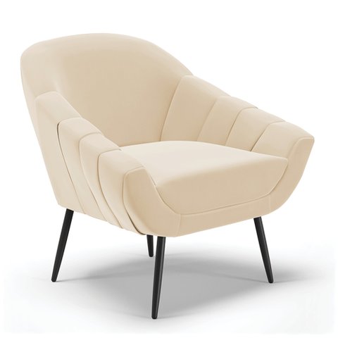 Poltrona Decorativa Pé Palito de Ferro Giovana Suede D01- D'Rossi Bege