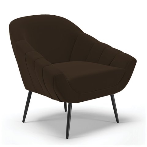 Poltrona Decorativa Pé Palito de Ferro Giovana Suede D01- D'Rossi Marrom