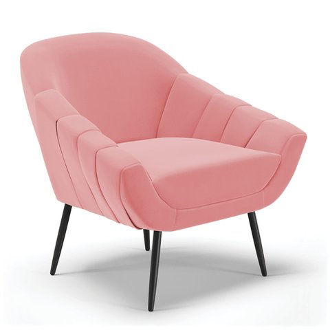 Poltrona Decorativa Pé Palito de Ferro Giovana Suede D01- D'Rossi Rosê