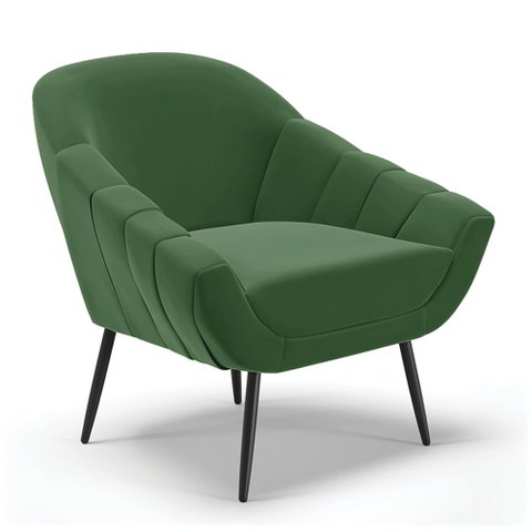 Poltrona Decorativa Pé Palito de Ferro Giovana Suede D01- D'Rossi Verde