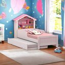 Ver imagem 1 de Bicama Casinha Menina com Nichos Rosa