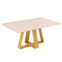 Ver imagem 2 de Mesa de Jantar Tampo Retangular Chanfrado Curvo Ângulo 30 Mad/vid 160 X 90cm Kiara Cedro Bali Off Wh