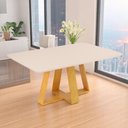 Ver imagem 1 de Mesa de Jantar Tampo Retangular Chanfrado Curvo Ângulo 30 Mad/vid 160 X 90cm Kiara Cedro Bali Off Wh