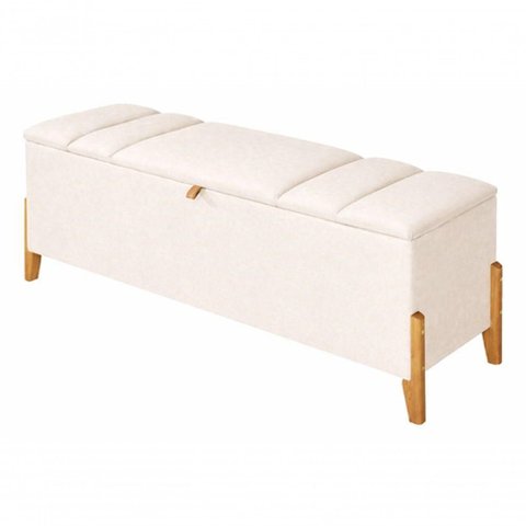Recamier Calçadeira Baú Luxo 140cm Casal Suede MDF Porcelana do Lar