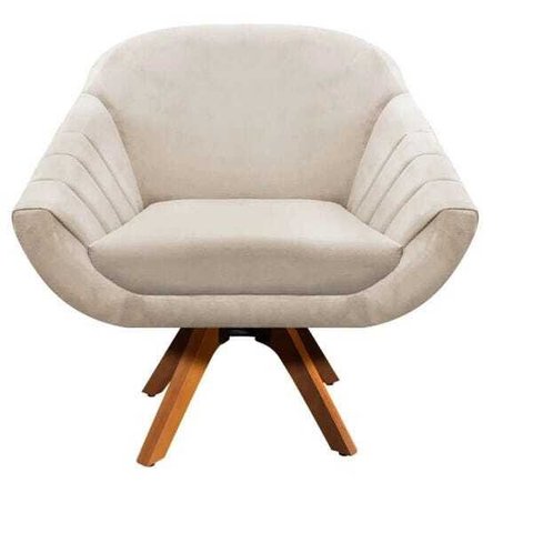 Poltrona Decorativa Giratória Mm30 Giovana Suede D01- D'Rossi Bege