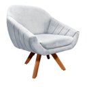 Ver imagem 2 de Poltrona Decorativa Giratória Mm30 Giovana Suede D01- D'Rossi Cinza