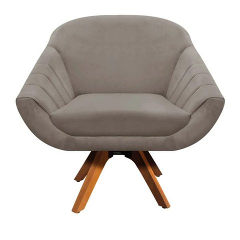 Poltrona Decorativa Giratória Mm30 Giovana Suede D01- D'Rossi Marrom Rato