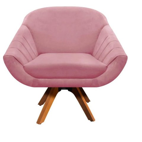 Poltrona Decorativa Giratória Mm30 Giovana Suede D01- D'Rossi Rosê
