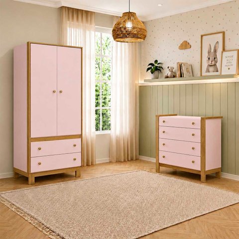 Conjunto de Guarda Roupa 5055 com Comoda Flora 5135