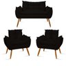 Kit Sofá Namoradeira Opala + 2 Poltronas Opala Balaqui Decor Cor:preto - 1