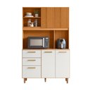 Ver imagem 4 de Armário de Cozinha Compacto 115cm Sicília Médio 5 Portas 2 Gavetas Freijo Ripado Off White Poliman
