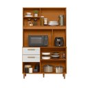 Ver imagem 3 de Armário de Cozinha Compacto 115cm Sicília Médio 5 Portas 2 Gavetas Freijo Ripado Off White Poliman