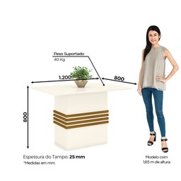 Conjunto Sala de Jantar Tampo MDF 120 Cm 04 Cadeiras Marilia Casa 812 - 3
