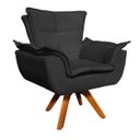 Ver imagem 5 de Kit Namoradeira e 02 Poltrona Giratória Opala Suede Base de Madeira - D'Rossi - Preto