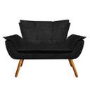 Ver imagem 2 de Kit Namoradeira e 02 Poltrona Giratória Opala Suede Base de Madeira - D'Rossi - Preto