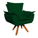Ver imagem 5 de Kit Namoradeira e 02 Poltrona Giratória Opala Suede Base de Madeira - D'Rossi - Verde