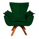 Ver imagem 3 de Kit Namoradeira e 02 Poltrona Giratória Opala Suede Base de Madeira - D'Rossi - Verde