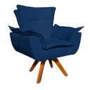 Ver imagem 5 de Kit Namoradeira e 01 Poltrona Giratória Opala Suede Base de Madeira - D'Rossi - Azul Marinho
