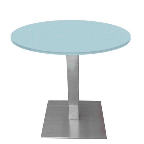 Mesa Quadrada Alpha Inox Prata 73,50 Cm (altura) Tampo Mdp Redondo 80 Cm Cinza (larg)