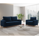 Ver imagem 1 de Conjunto Estofado Living 3 Lugares + 1 Poltrona Napoles Veludo Azul - Casa Giulia